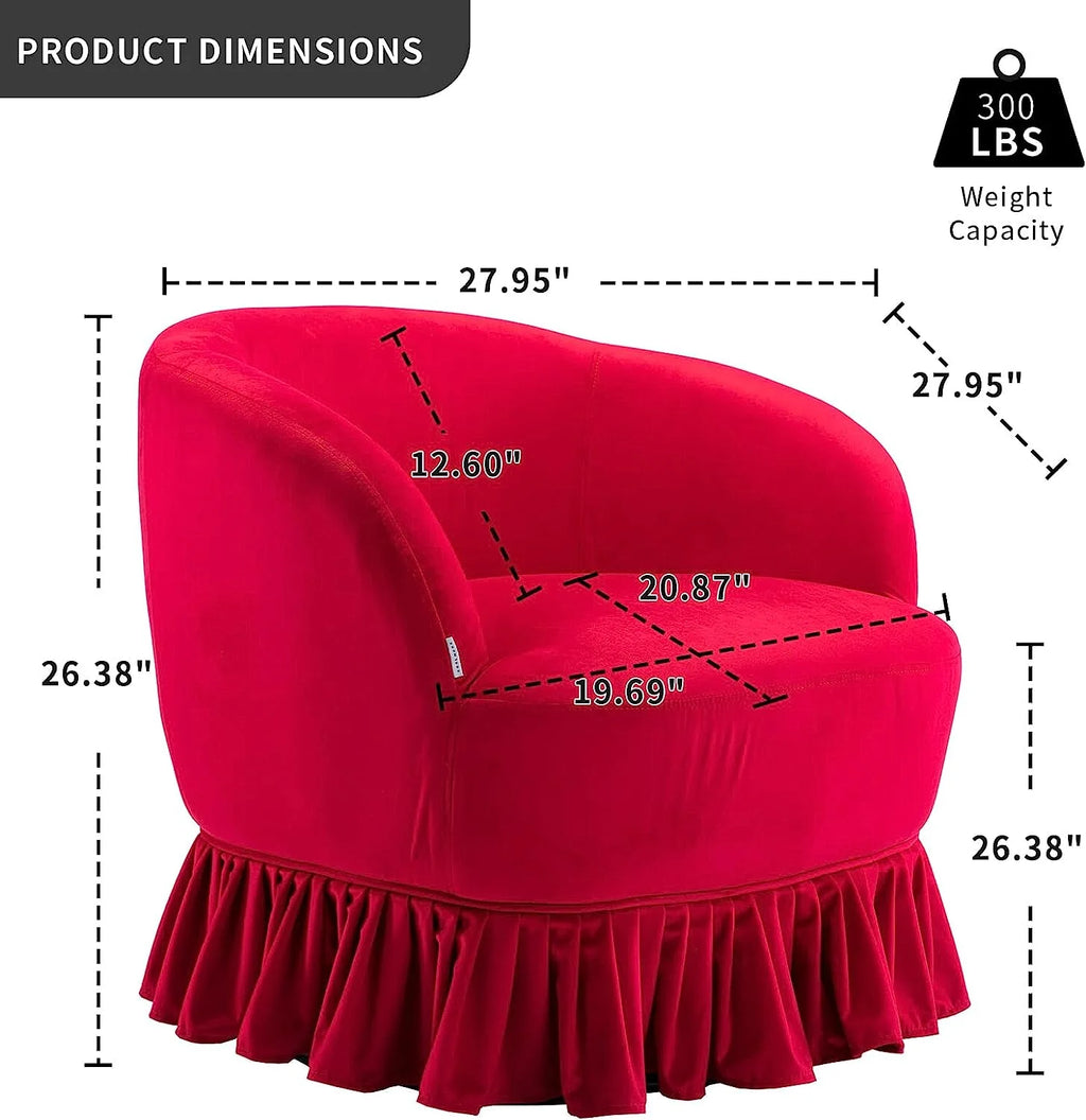 Red Velvet Swivel Barrel Chair V89425