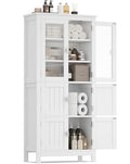53.1" White Bathroom Storage Cabinet with 6 Doors B952154