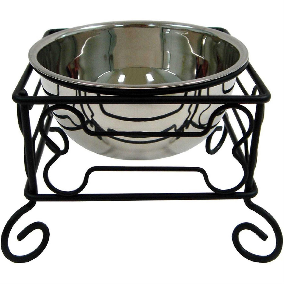 Wrought Iron Stand with Stainless Steel Feeder Bowl P2579