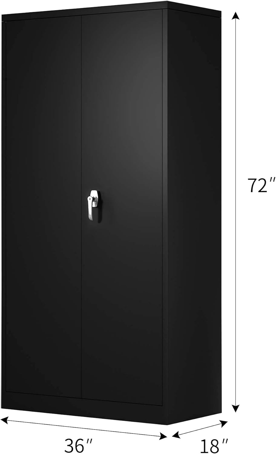 Black Steel Storage Cabinet with 4 Adjustable Shelves and Lockable Doors Z1048
