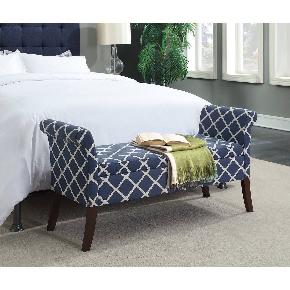 Espresso Faux Leather Storage Bench F159