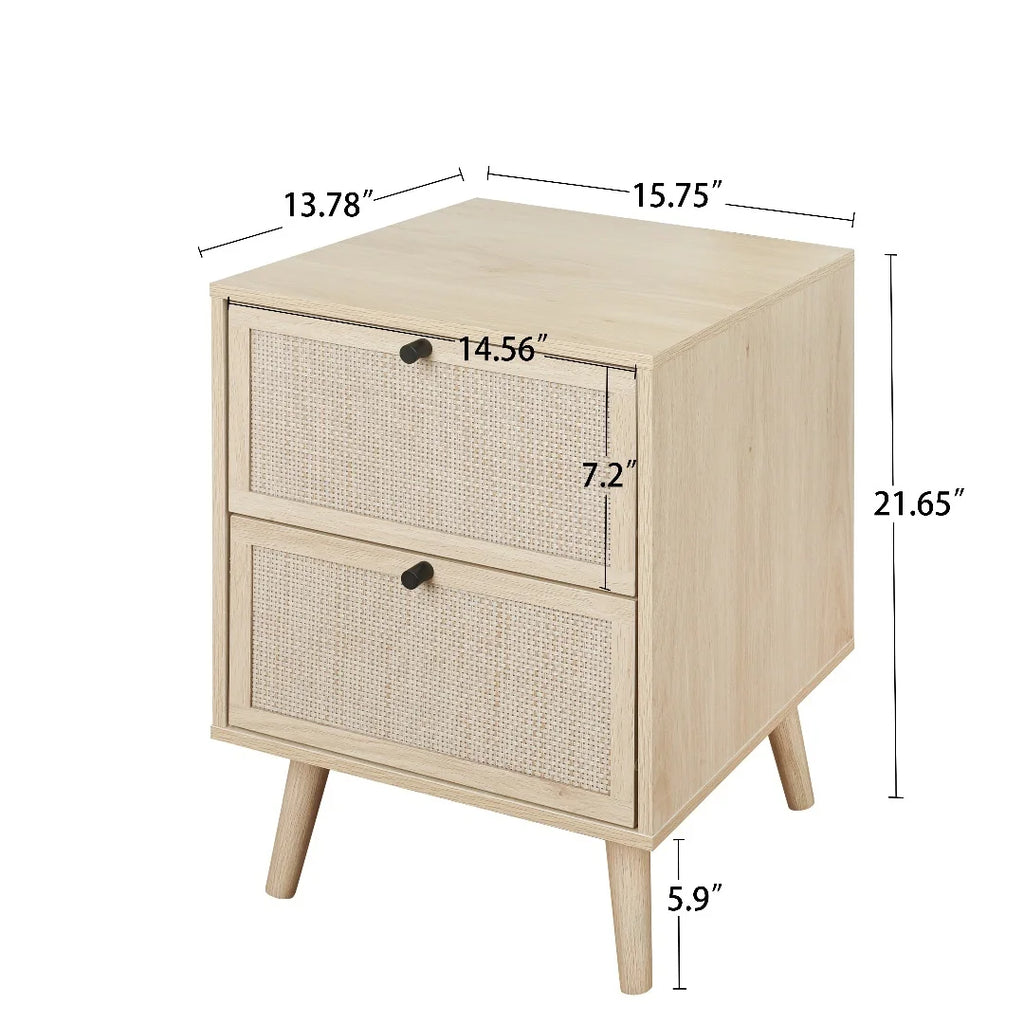 Set of 2 2 Drawer Natural Nightstand V206