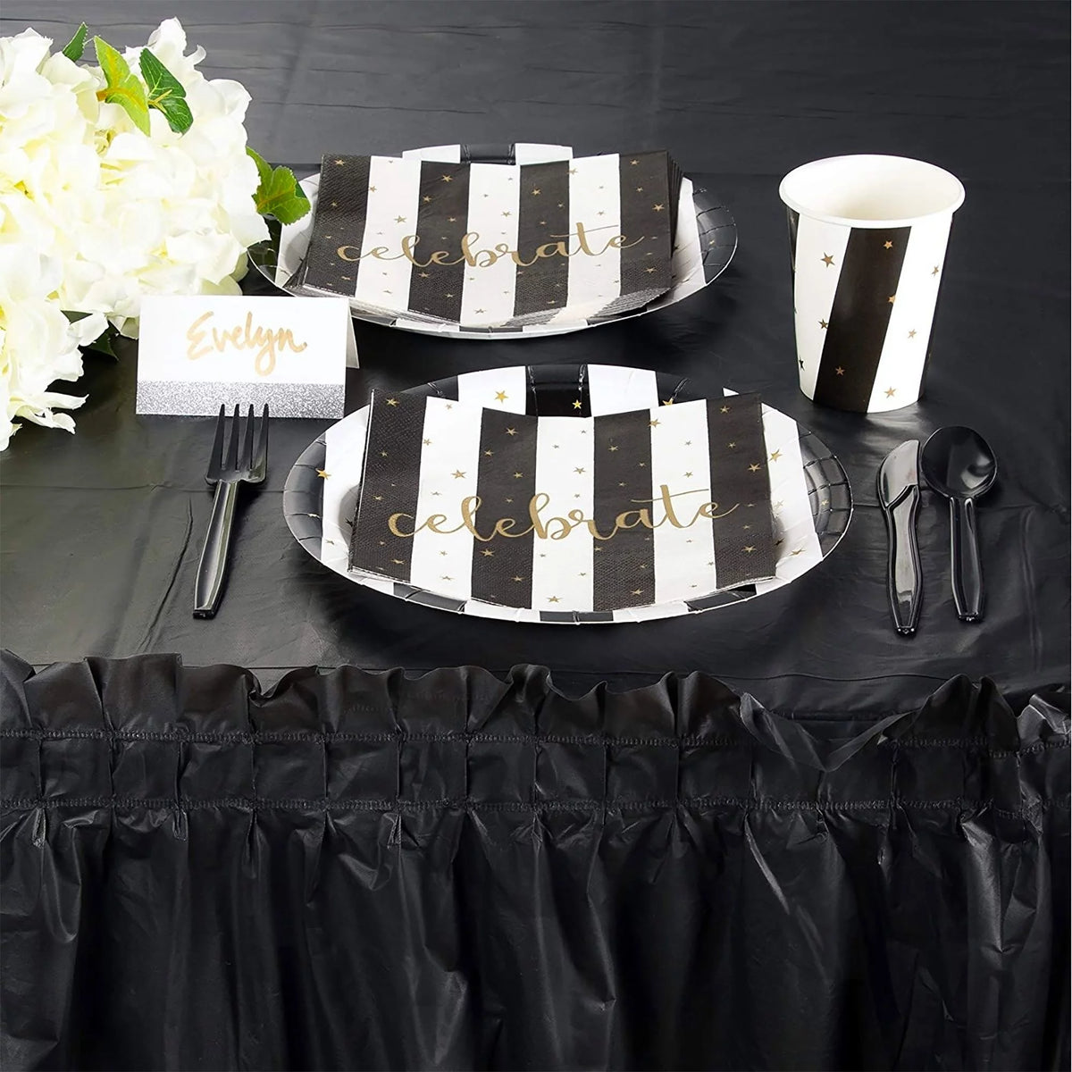 Black 6-Pack Table Skirt for Rectangle Tables G527