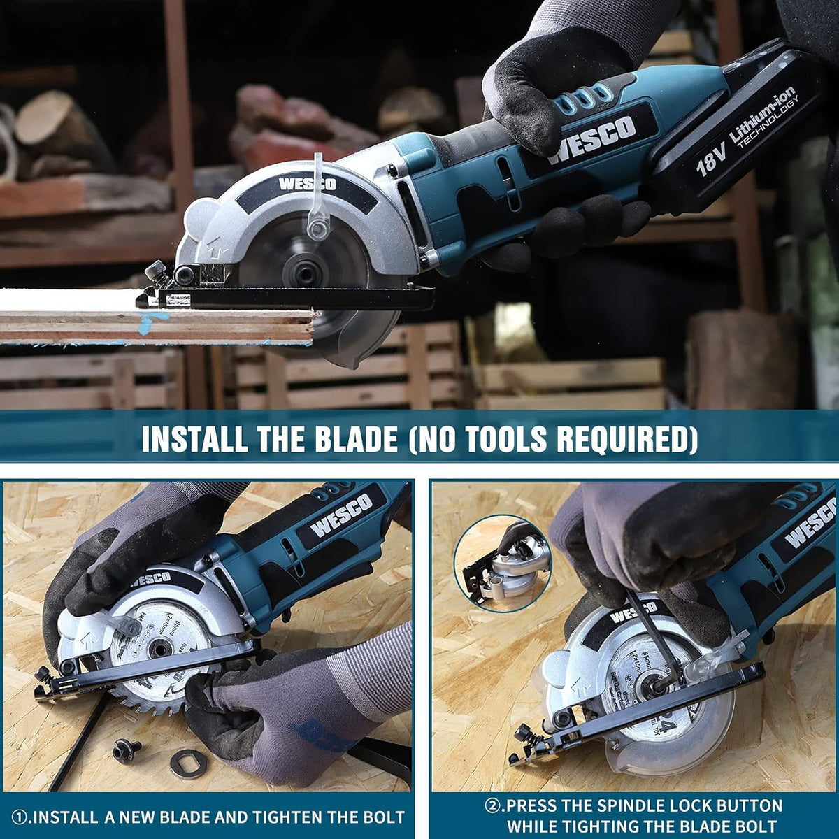 Cordless Mini Circular Saw with 2.0Ah Battery and Fast Charger Y556487