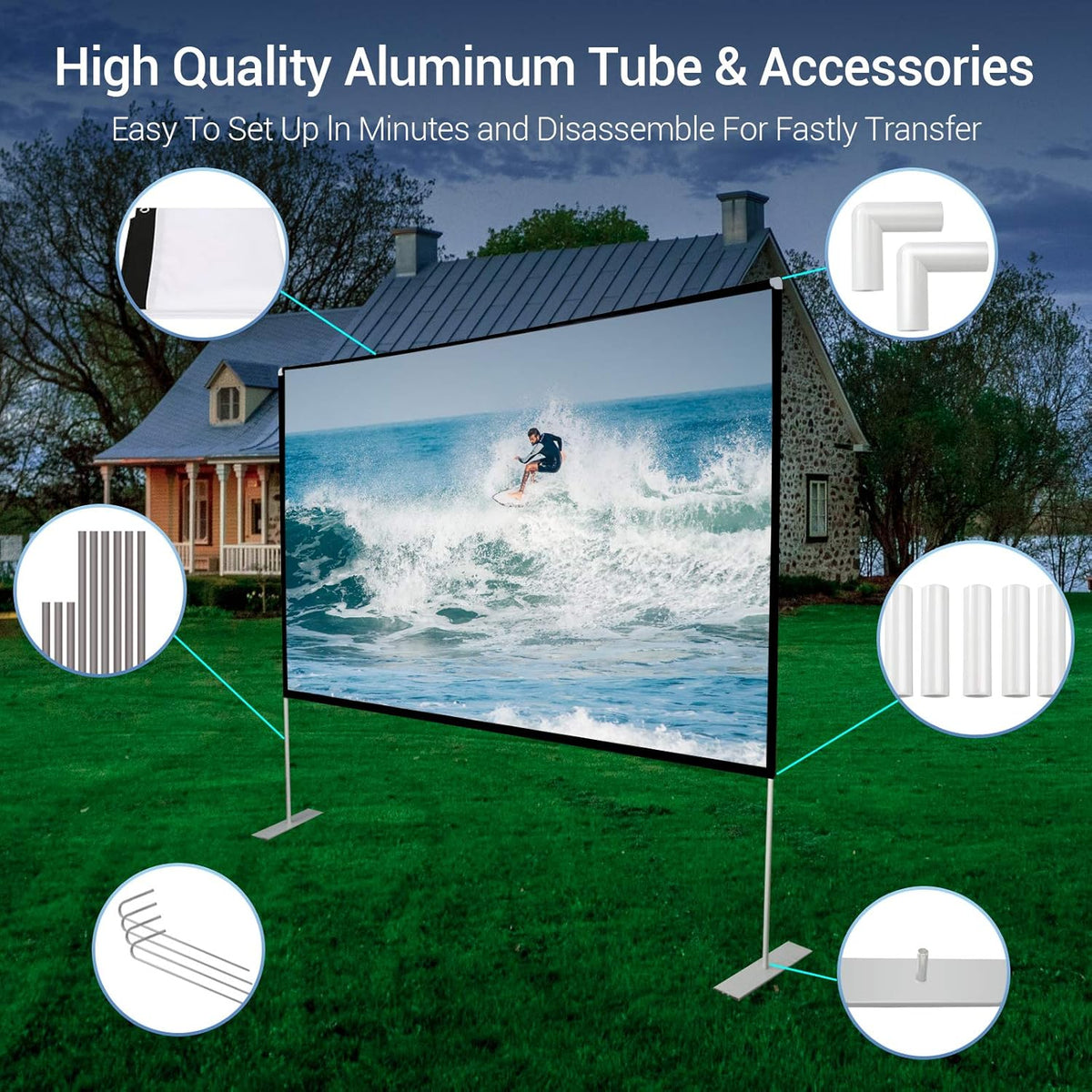 100 inch Portable Projector Screen with Stand and Carry Bag Y5006