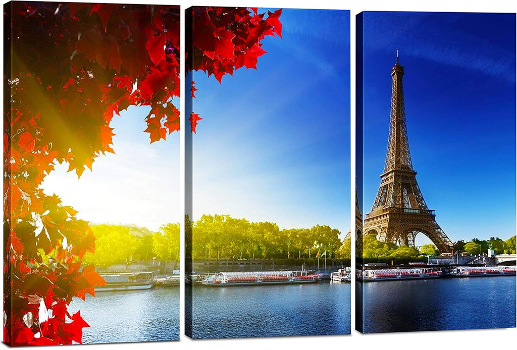3 Piece Framed Eiffel Tower Canvas Art Multi Panel Split Prints J235