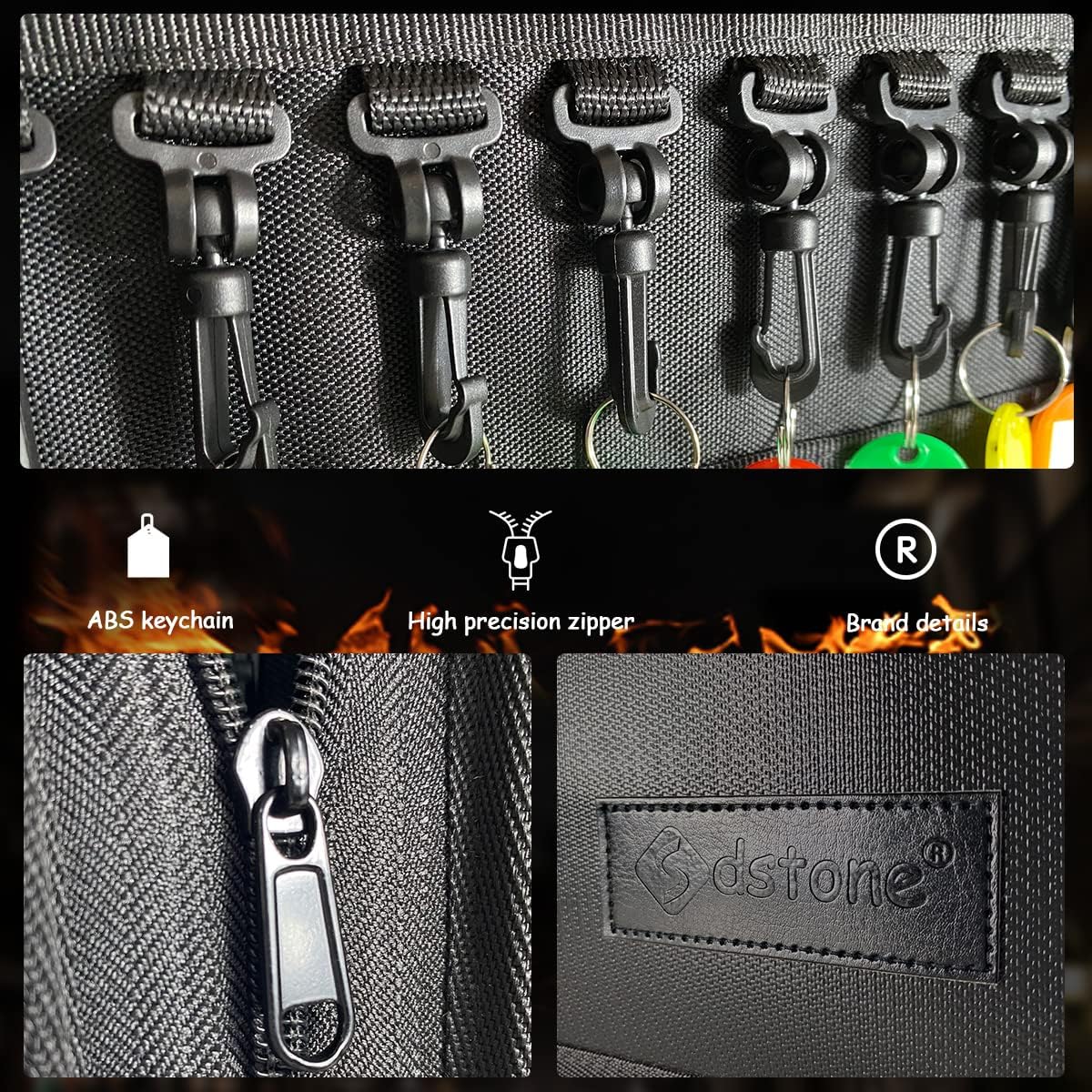 Fireproof Waterproof Zippered Key Case with 54 Key Hooks and Tags Q37905