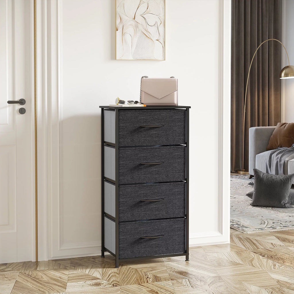 4 Drawers Dresser Storage Tower Black Grey W98945