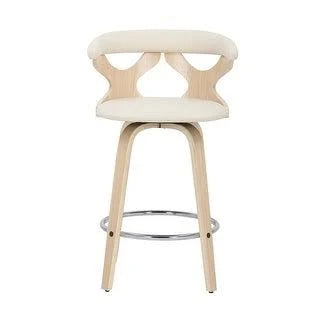 Cream Fabric Counter Stools (Set of 2) O559217