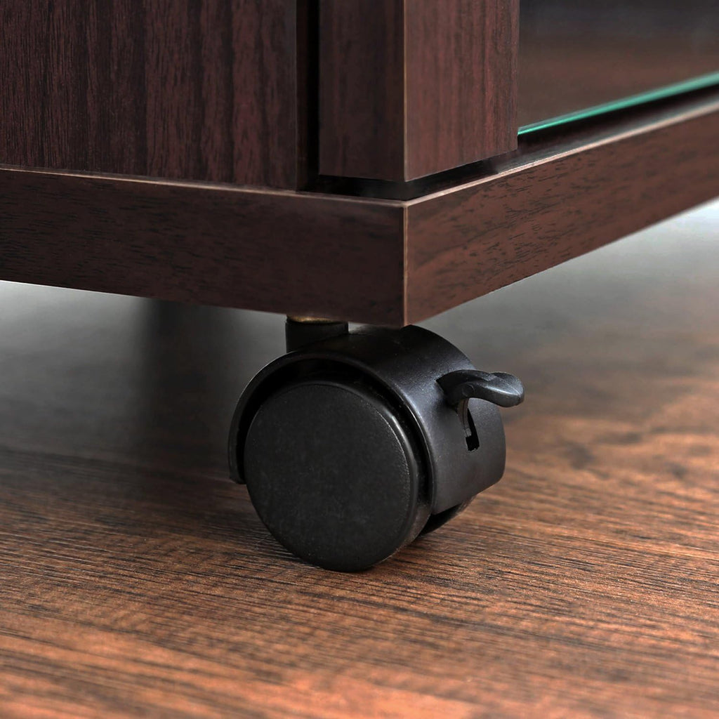 Espresso TV Stand with Double Glass Doors Q5898