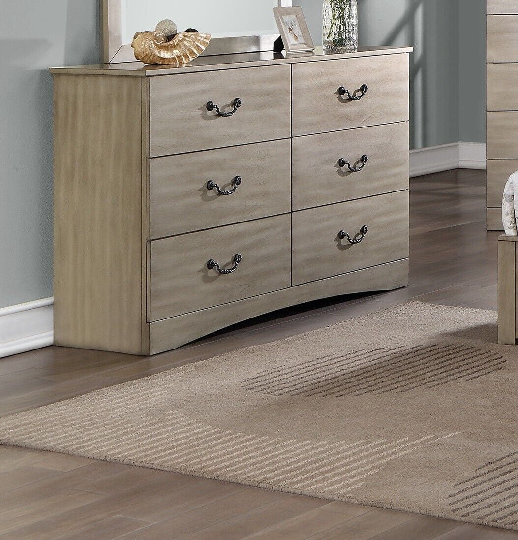 Cal King Size 6pc Bedroom Set with Dresser Mirror Nightstands Chest S968