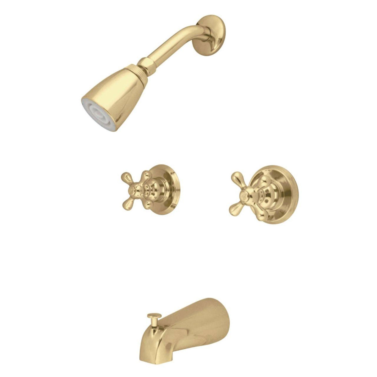 Polished Brass Two Handle Tub and Shower Faucet E3580