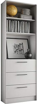 White Wood Bookcase with Storage Drawers A915414