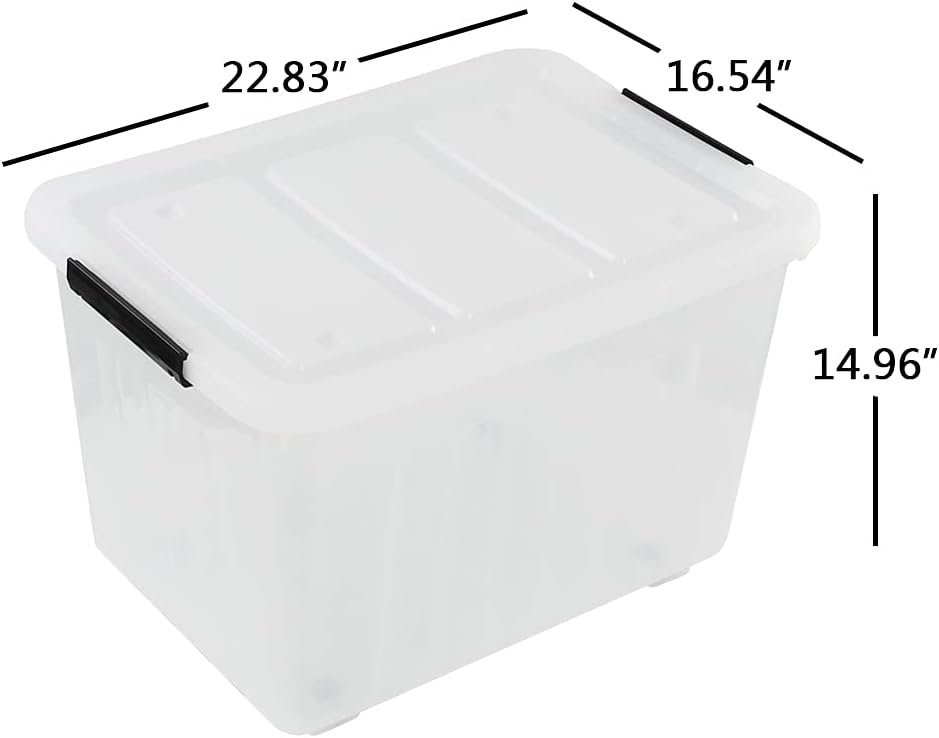 70 L Clear Plastic Storage Bin with Wheels, 3 Packs S285083