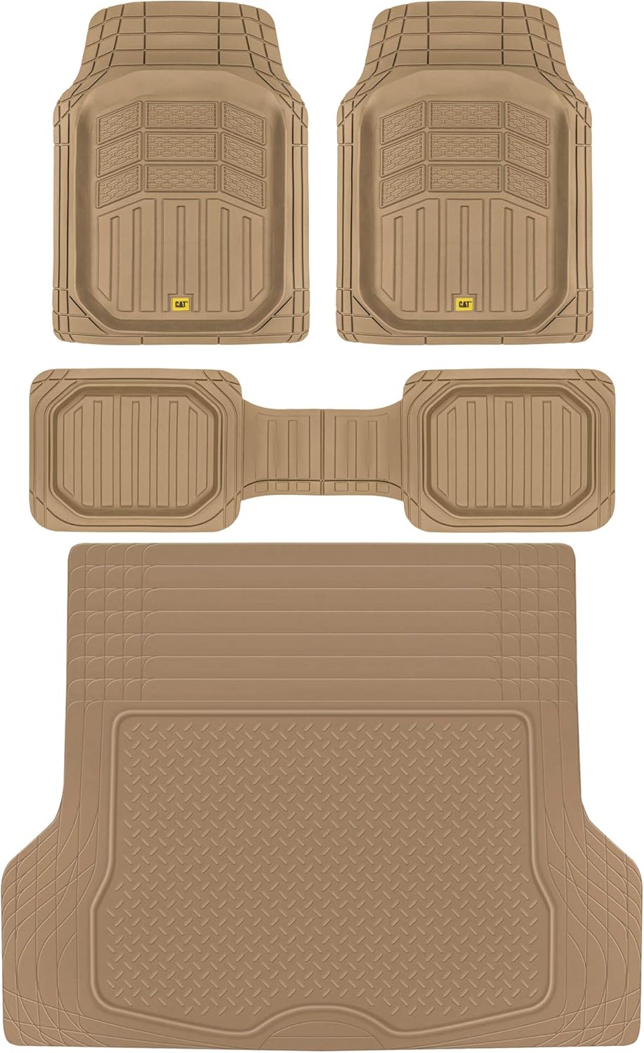 3-Piece Rubber Car Floor Mats with Cargo Liner H570