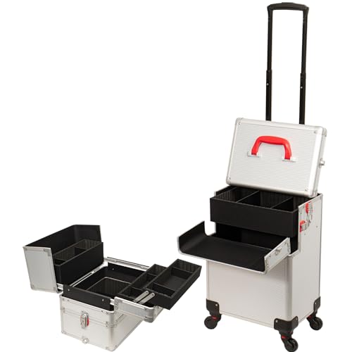 Large Capacity Rolling Makeup Train Case with Key Swivel Wheels K31048