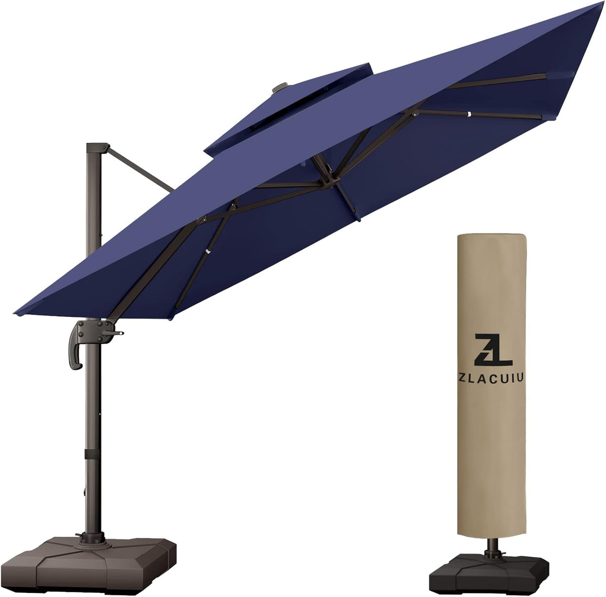10FT Beige Aluminum Cantilever Patio Umbrella O94989