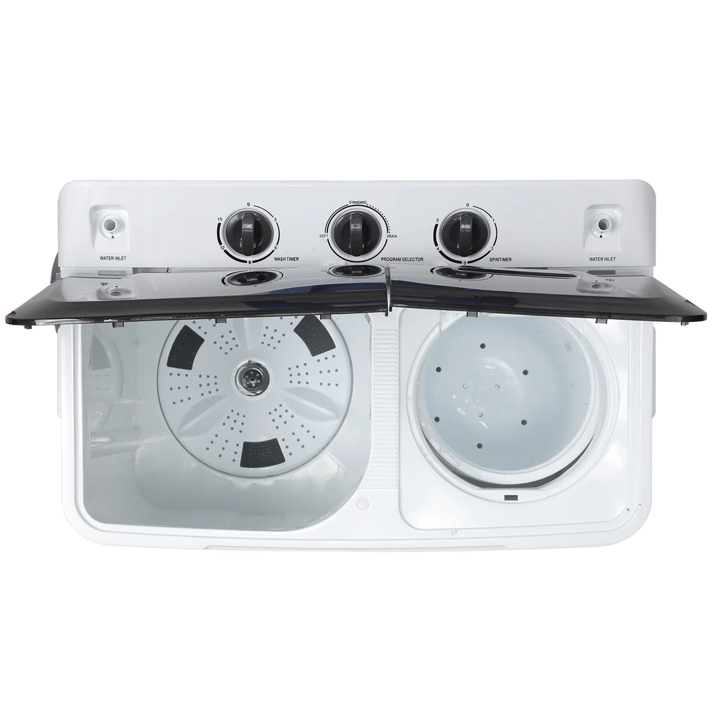 Portable 30LBS Twin Tub Mini Compact Laundry Washer Spinner Combo White Gray D674