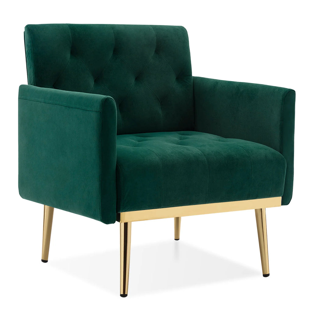 Green Velvet Upholstered Accent Chair with Metal Legs U669