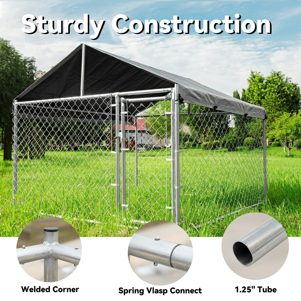 Large Outdoor Dog Kennel with Waterproof Cover and Lock J118189