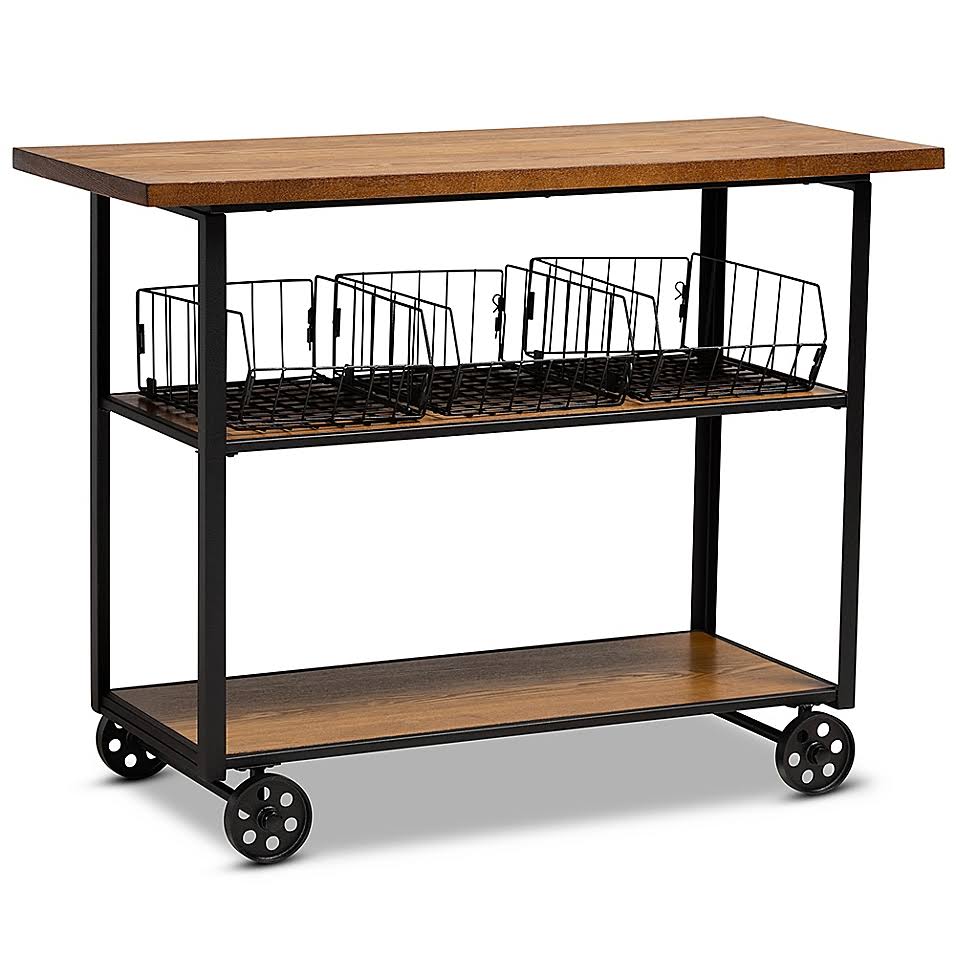 Walnut Brown Kitchen Console Cart S61789