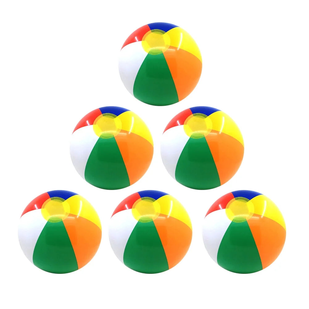 6 Pcs Colorful Inflatable Beach Ball Pool Toys Y745