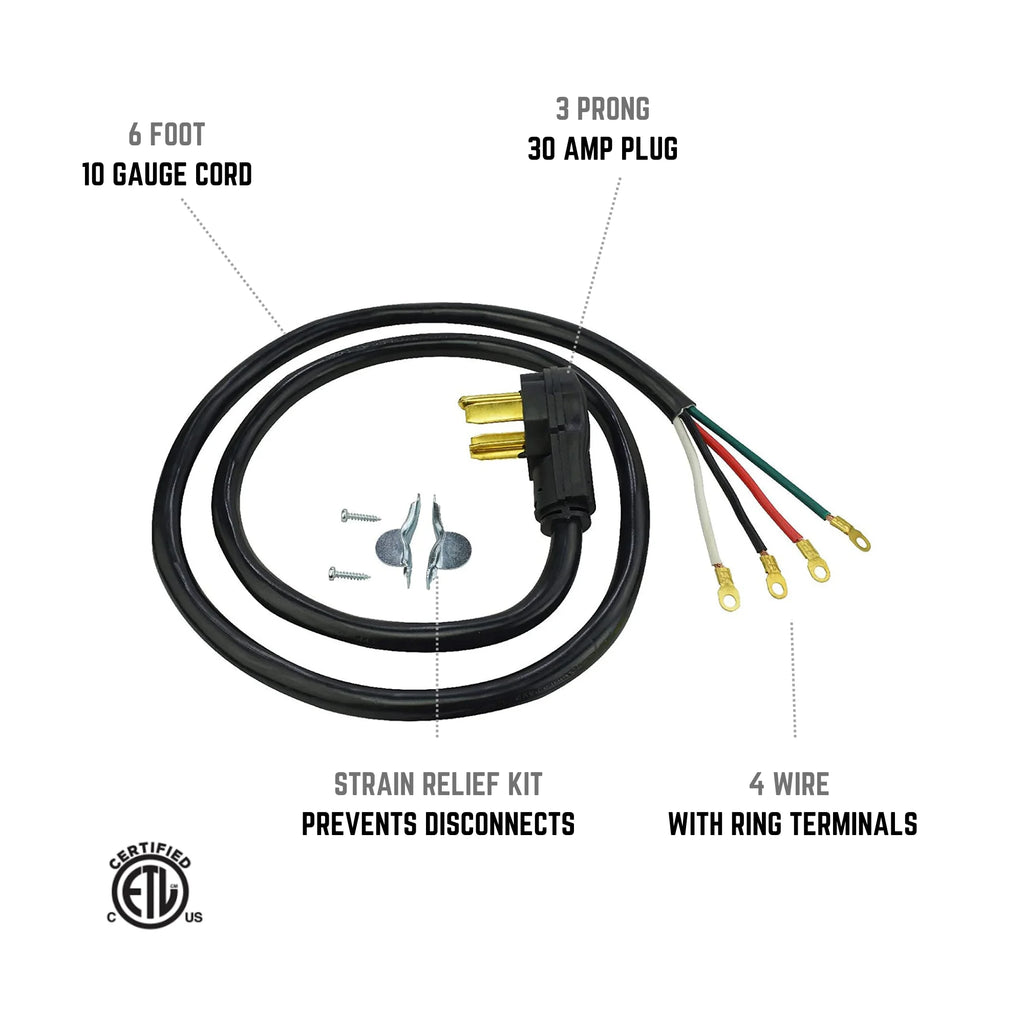 6 ft 10/4 SRDT 30 Amp Dryer Cord F33885