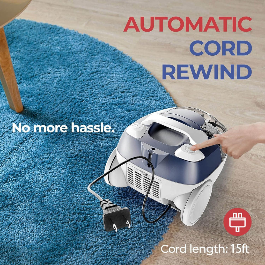 Ocean Blue Bagless Canister Vacuum Cleaner with Double HEPA Filtration N24492