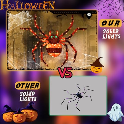 4.2Ft Light Up Spider with 90 LED Lights S6009