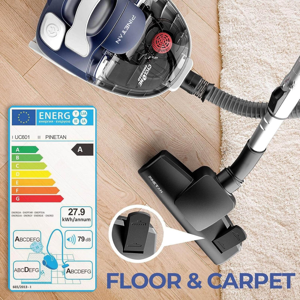 Ocean Blue Bagless Canister Vacuum Cleaner with Double HEPA Filtration N24492