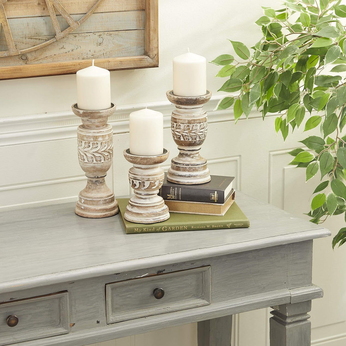 Set of 2 Blue Ceramic Candle Holder O4371