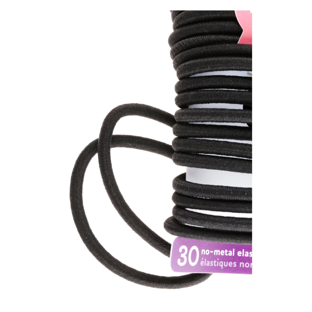Black Ponytail Holder Elastics Hair Tie, 30 Ct J7408