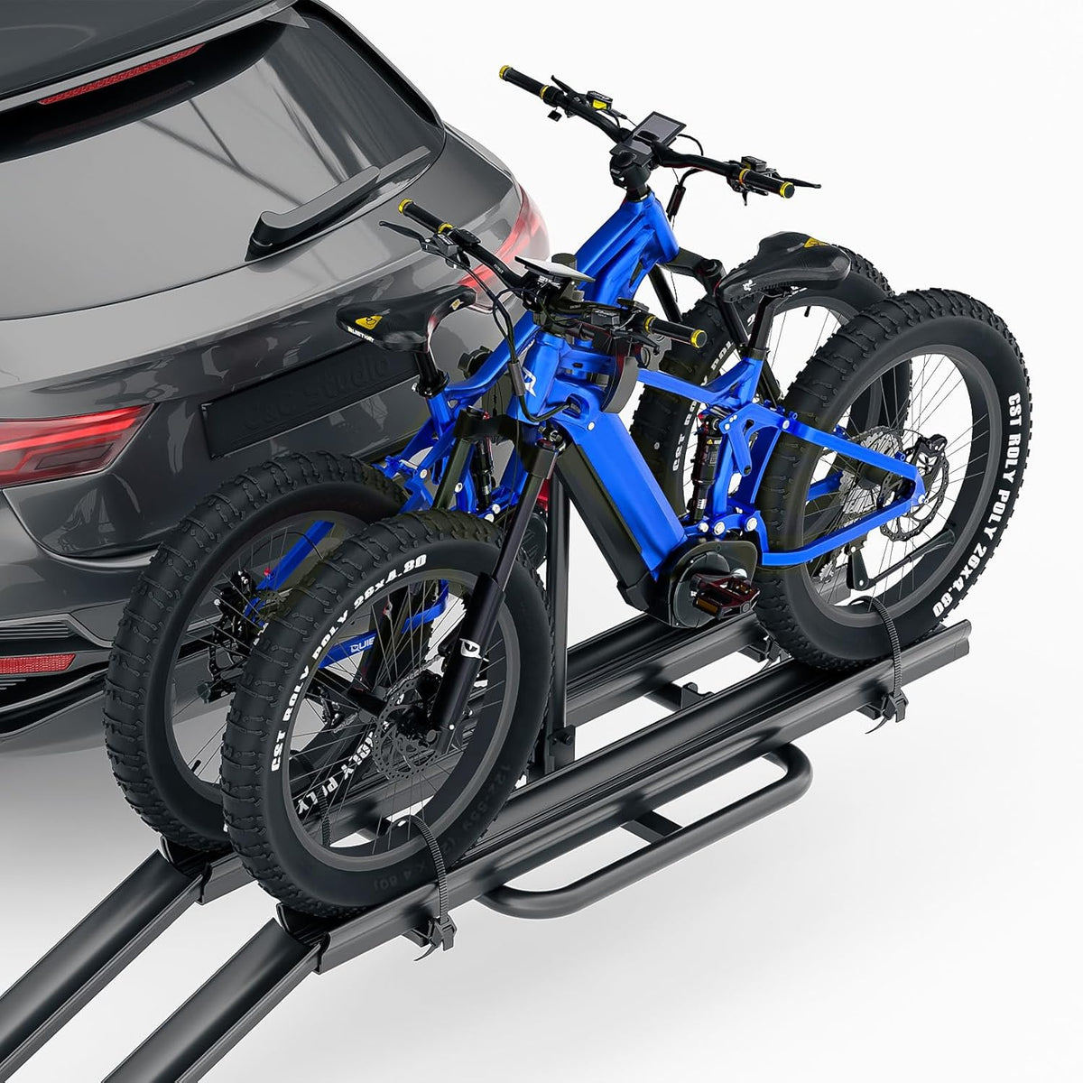 2" Hitch EBike Rack with Ramp, 200 LBS Capacity Foldable Platform Q307