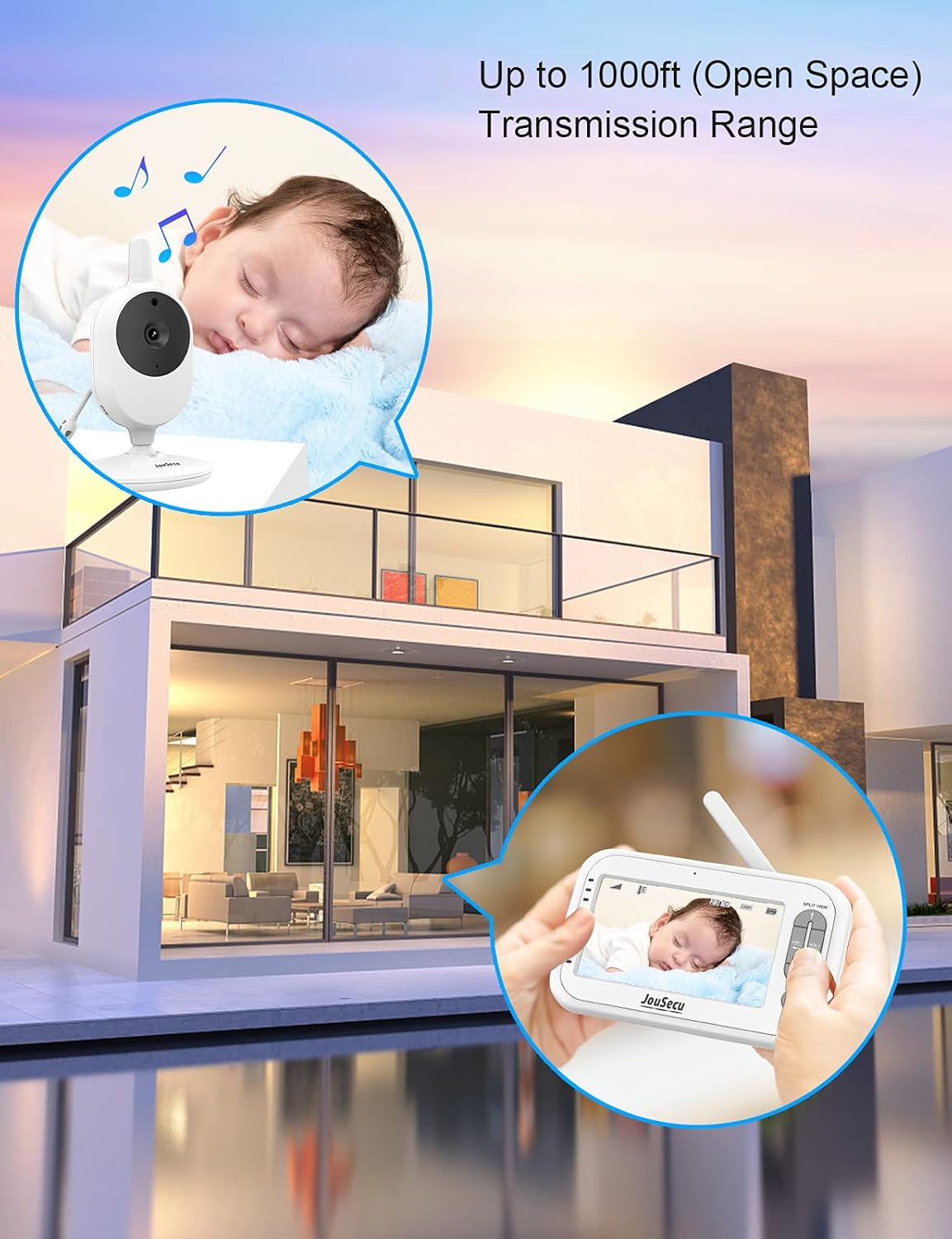 Baby Monitor with Camera and Audio 4.3 Inches LCD Split Screen O988