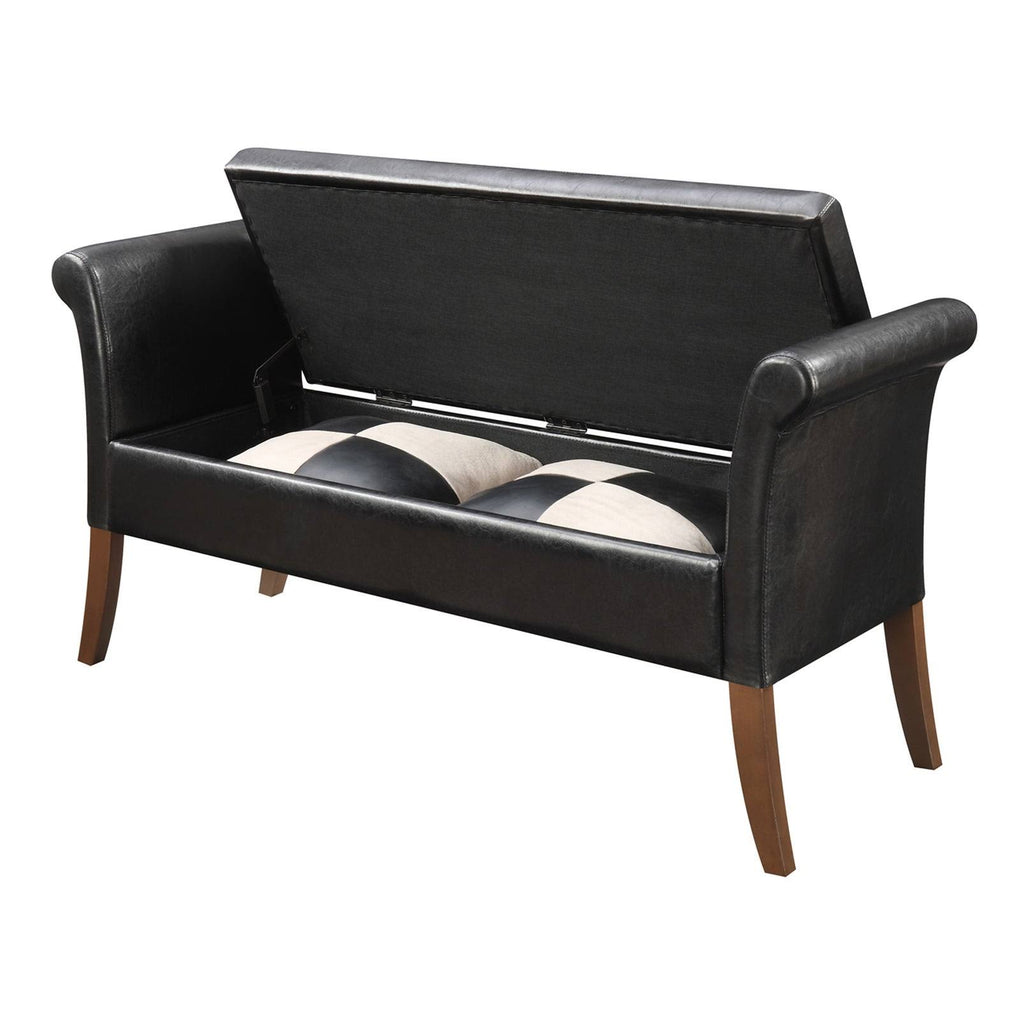 Espresso Faux Leather Storage Bench F159