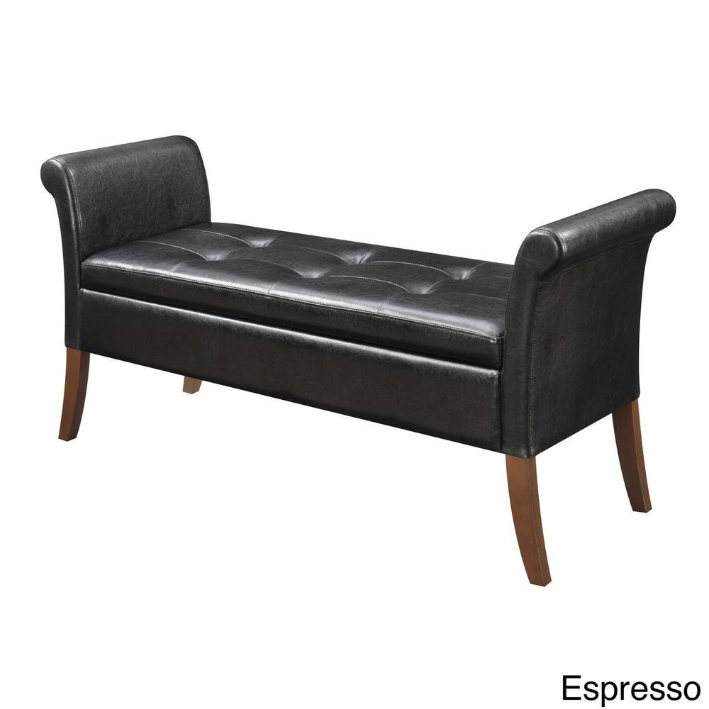 Espresso Faux Leather Storage Bench F159