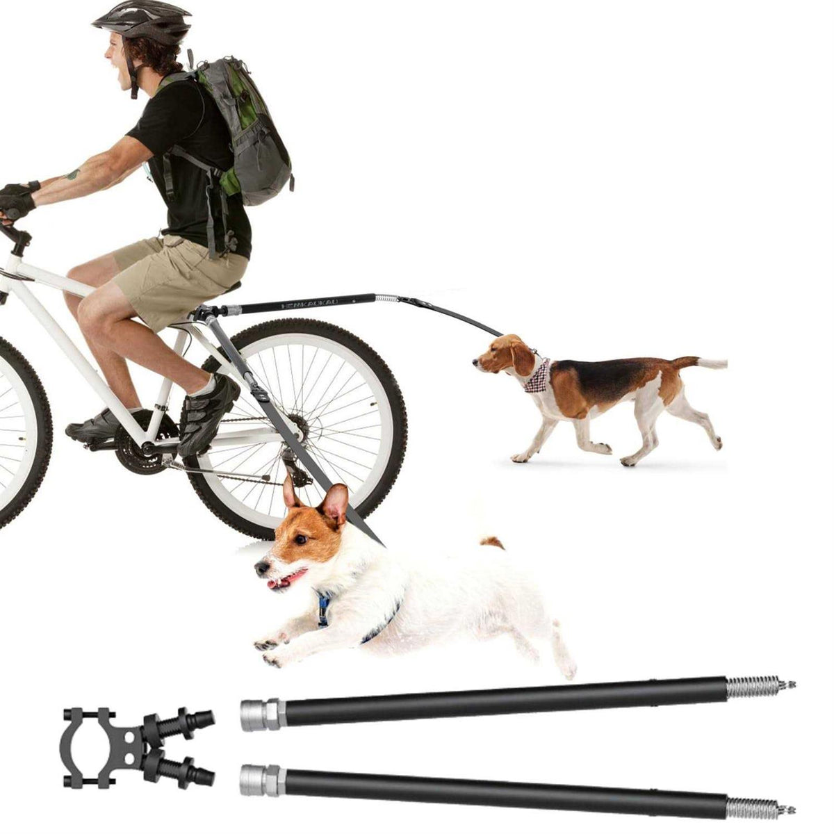 Rotating Dog Bike Leash for 2 Dogs Quick Release T80566