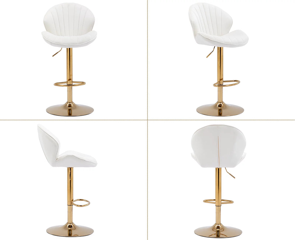 Velvet Upholstered Swivel Bar Stools Set of 2 P969