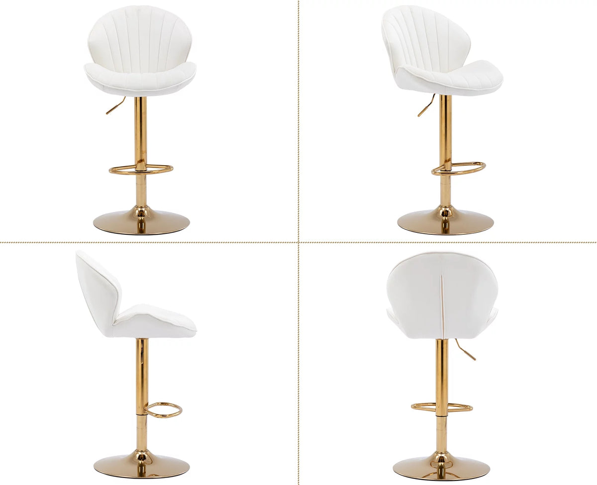 Velvet Upholstered Swivel Bar Stools Set of 2 P969
