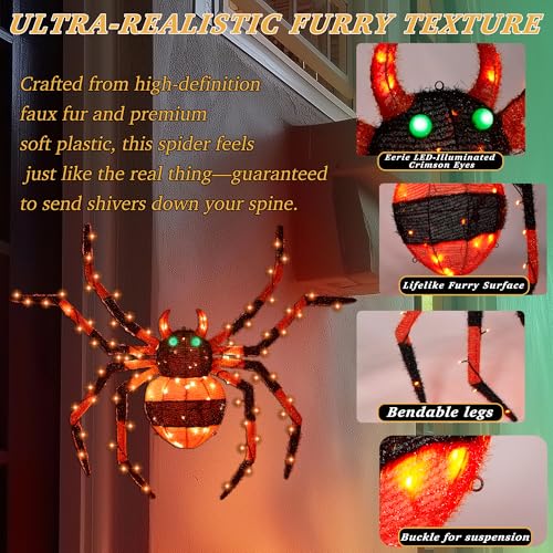 4.2Ft Light Up Spider with 90 LED Lights S6009