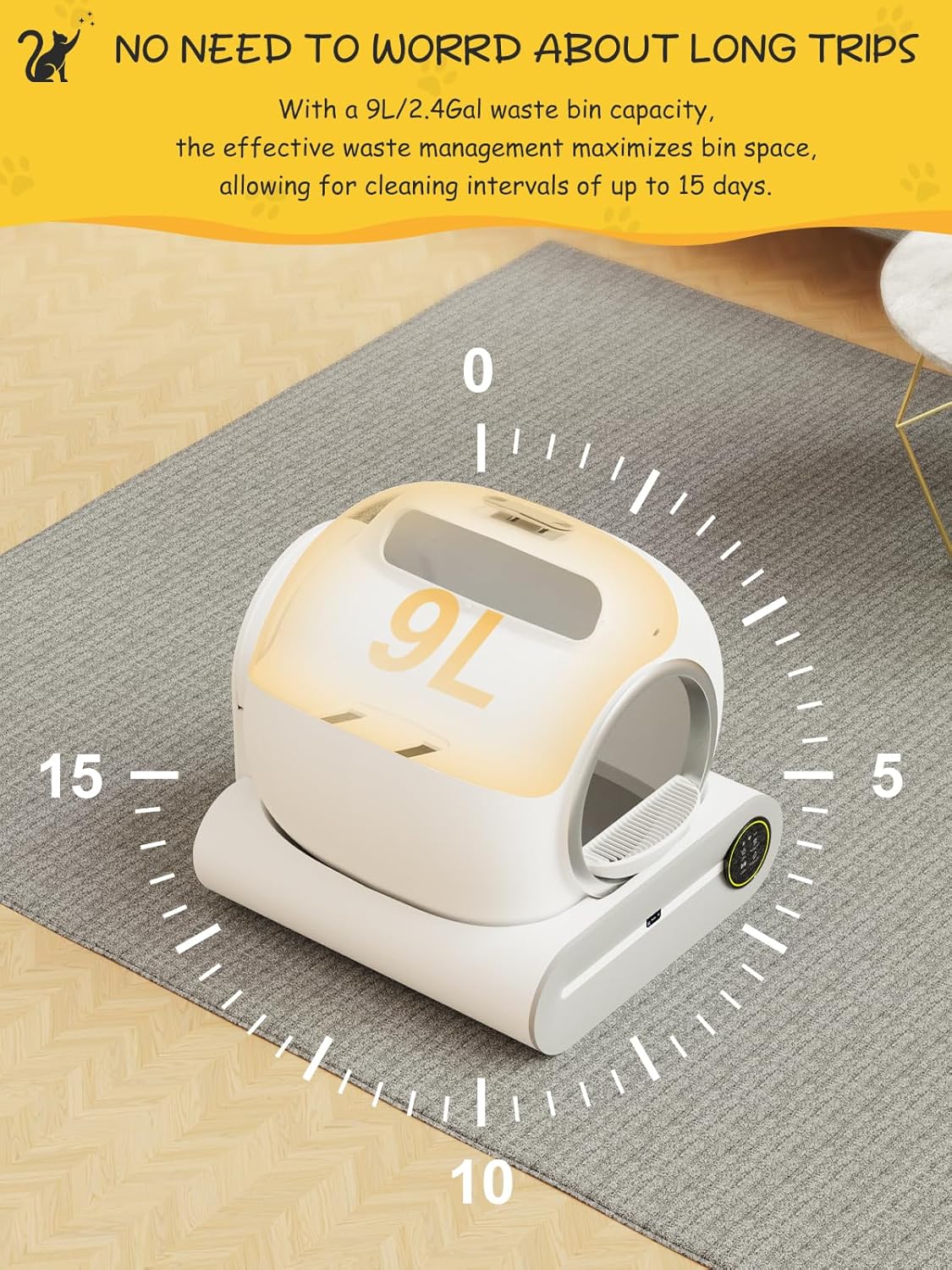 65L+9L Capacity Self-Cleaning Litter Box I6138