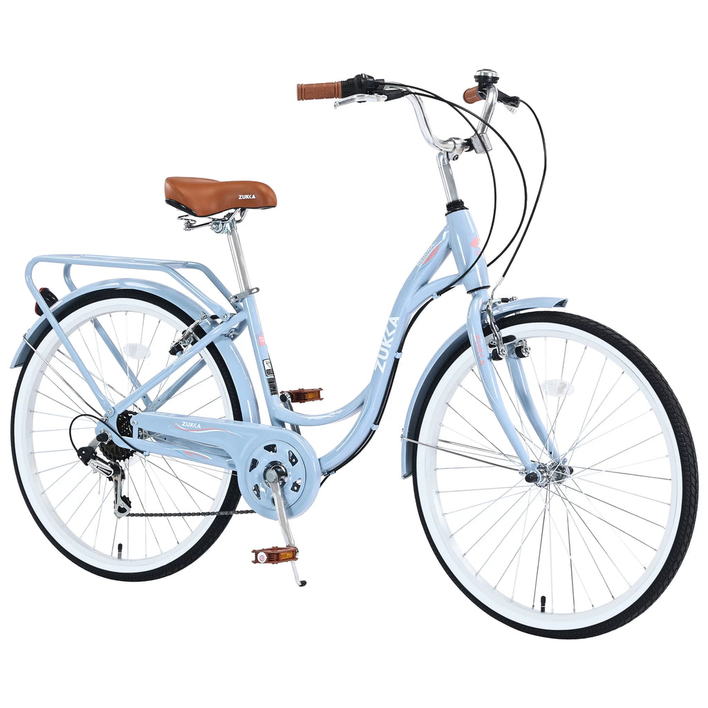 Blue 26-Inch 7-Speed Steel Frame Beach Cruiser Bike S22144