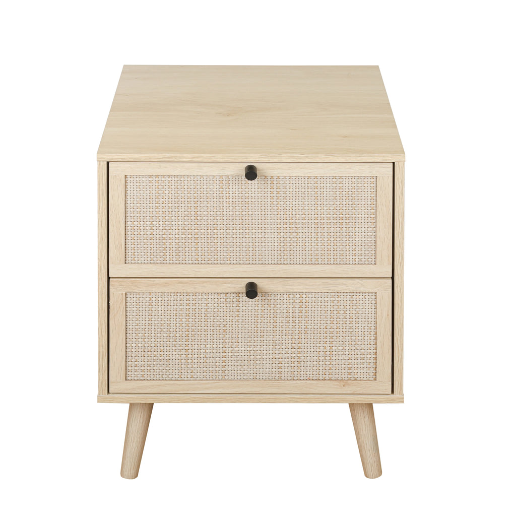 Set of 2 2 Drawer Natural Nightstand V206