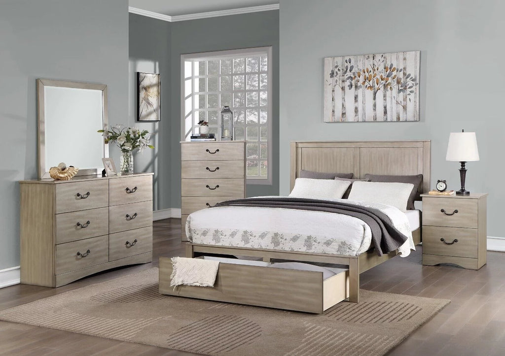Cal King Size 6pc Bedroom Set with Dresser Mirror Nightstands Chest S968