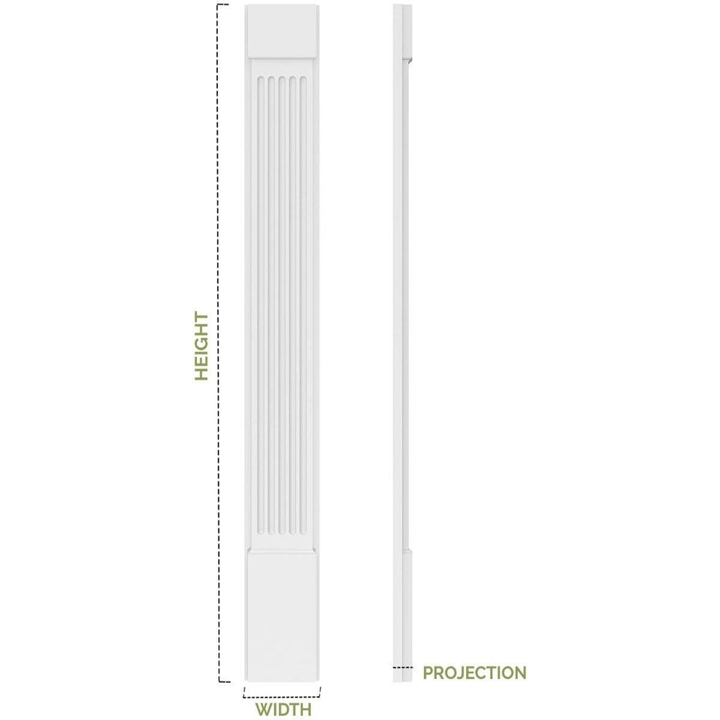 Two Equal Flat Panel PVC Pilaster with Decorative Capital & Base (Pair) O42564