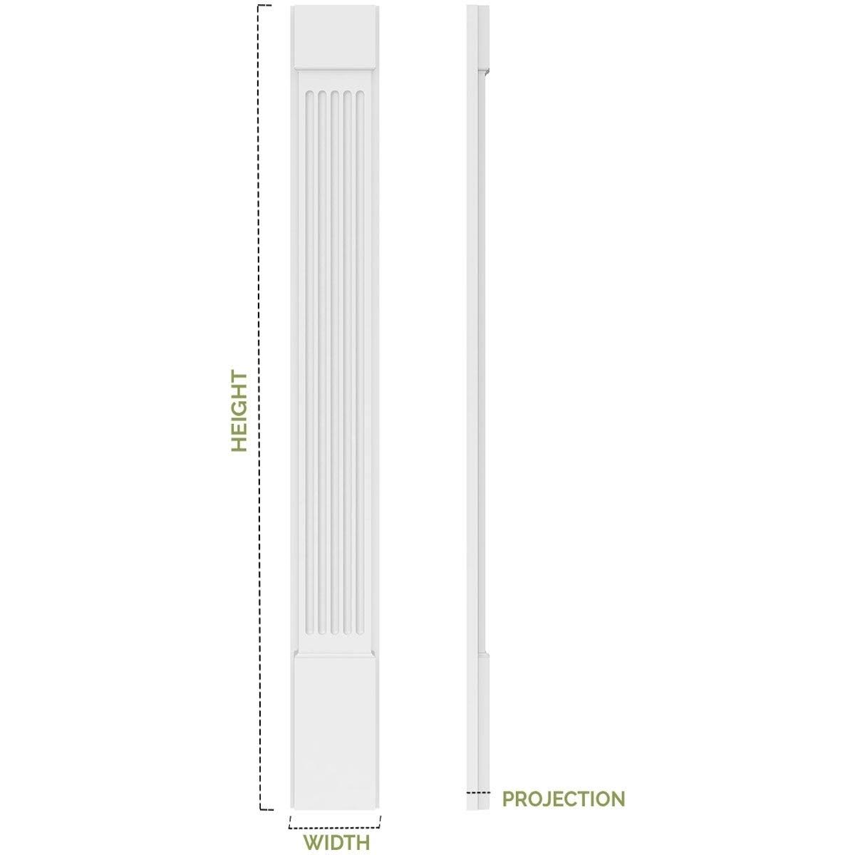 Two Equal Flat Panel PVC Pilaster with Decorative Capital & Base (Pair) O42564