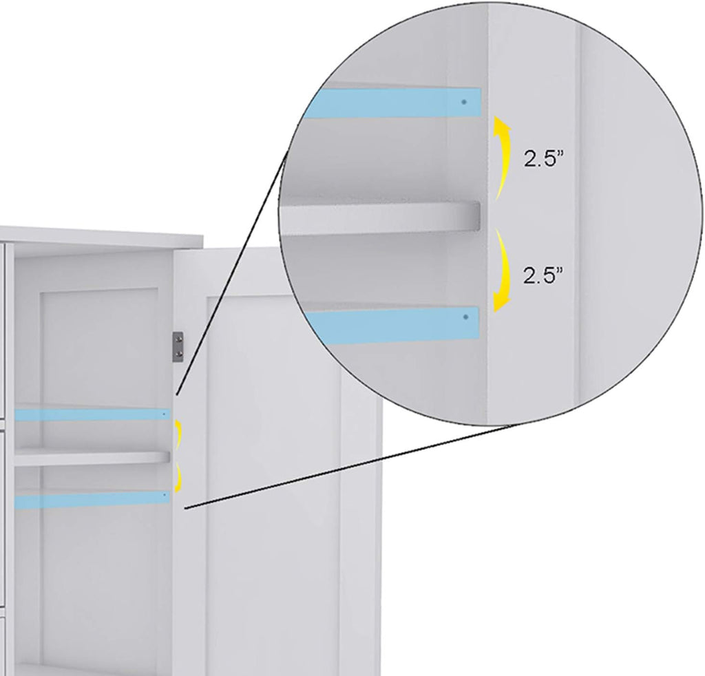 White Freestanding Bathroom Storage Cabinet with 4 Drawers and 1 Door H724525