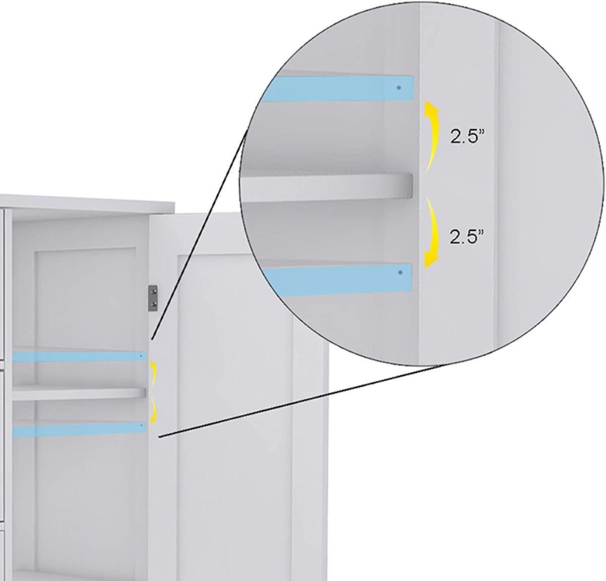 White Freestanding Bathroom Storage Cabinet with 4 Drawers and 1 Door H724525