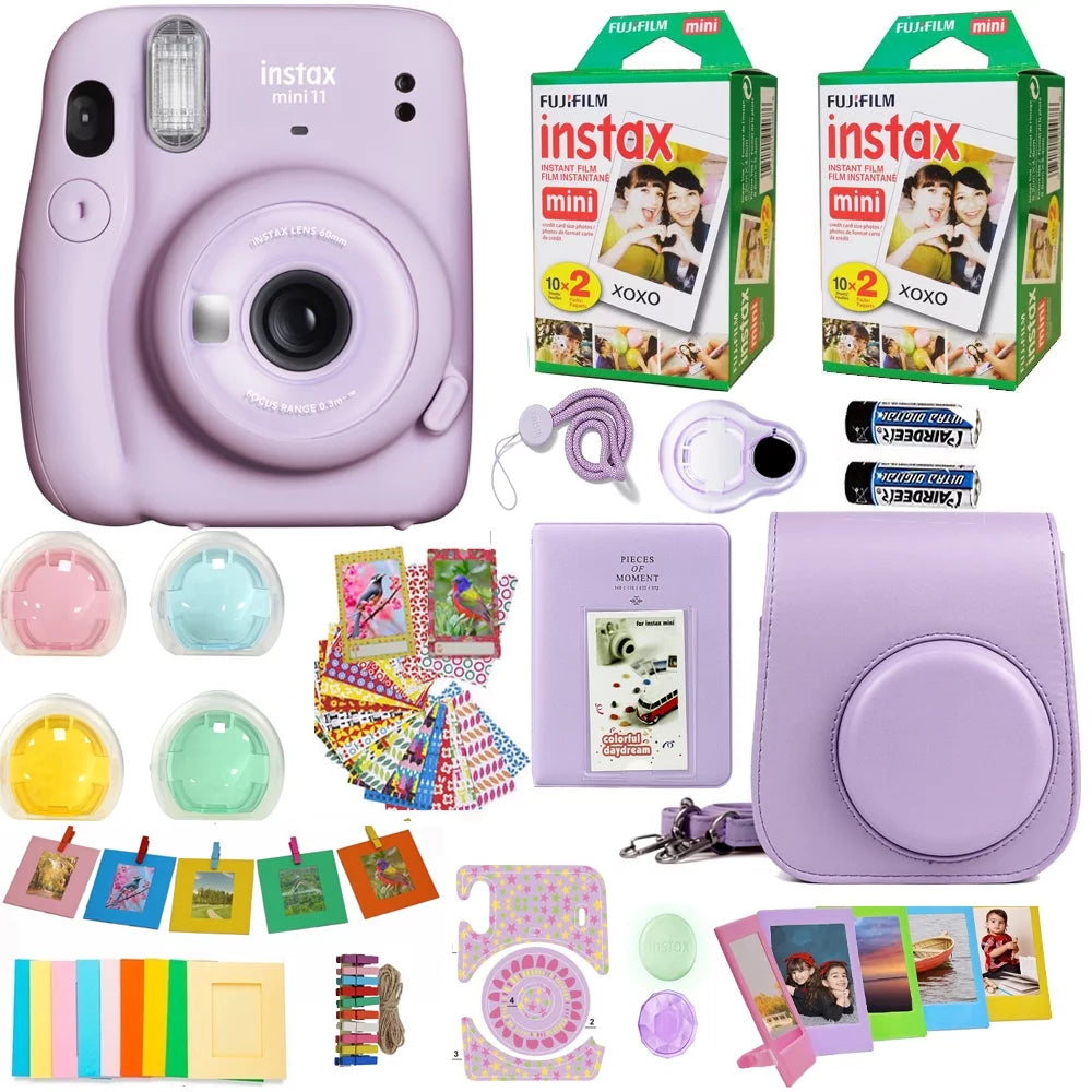 Lilac Purple Instant Camera with Film Twin Pack and Case K738