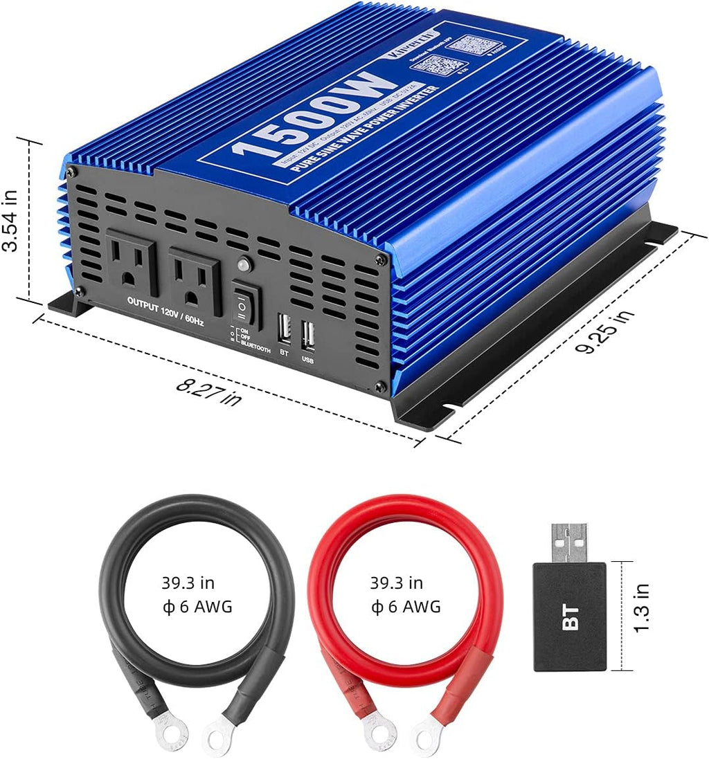 3000W Power Inverter DC12V to 110V AC with 4AC Outlets 2USB Port R3985